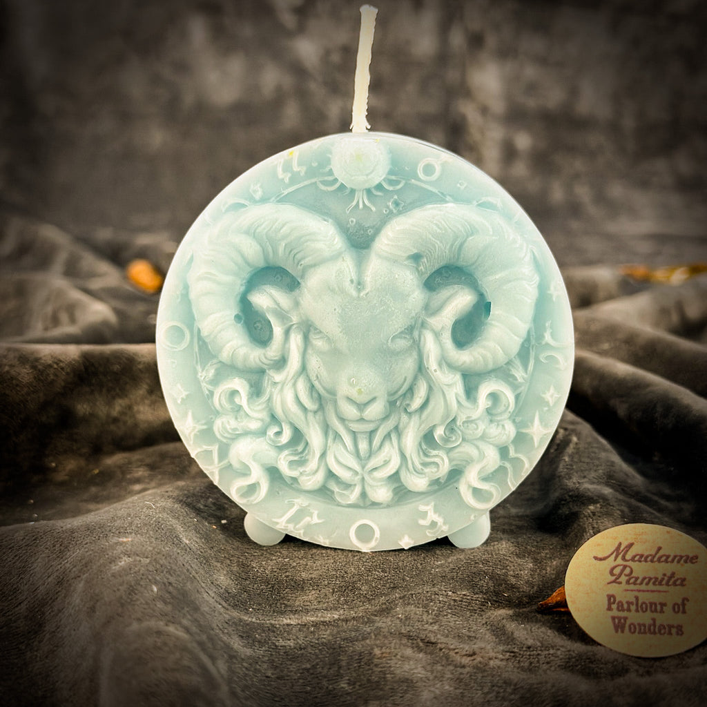Beeswax Aries Ram Zodiac Spell Candle - Courage, Passion & Victory