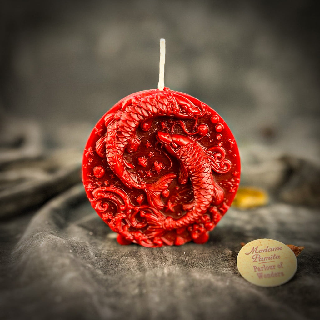 Beeswax Pisces Fish Zodiac Spell Candle - Intuition, Compassion & Dreams